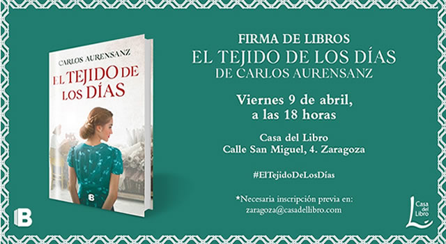 Carlos Aurensanz firma El tejido de los días en Casa del Libro de Zaragoza